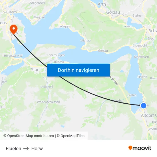 Flüelen to Horw map