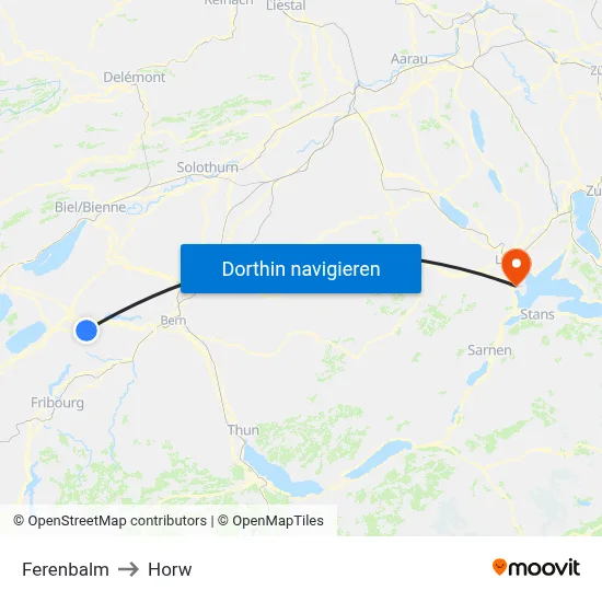 Ferenbalm to Horw map