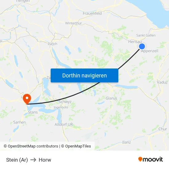 Stein (Ar) to Horw map
