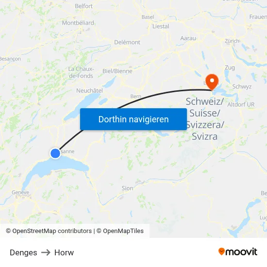Denges to Horw map