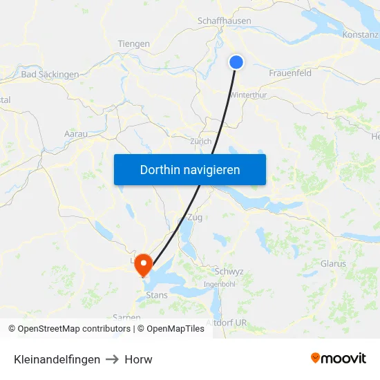 Kleinandelfingen to Horw map