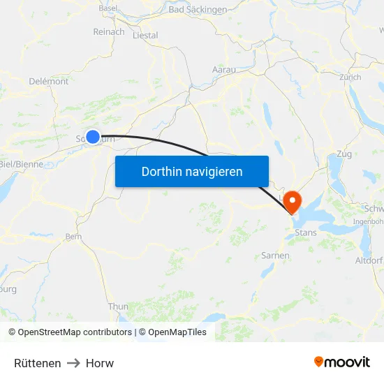 Rüttenen to Horw map