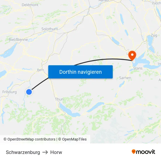 Schwarzenburg to Horw map