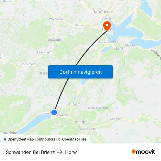 Schwanden Bei Brienz to Horw map