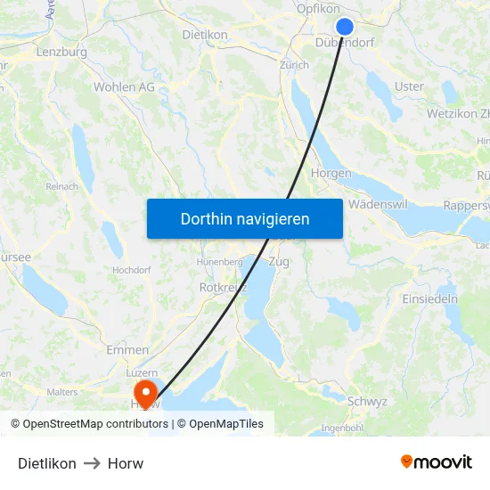 Dietlikon to Horw map