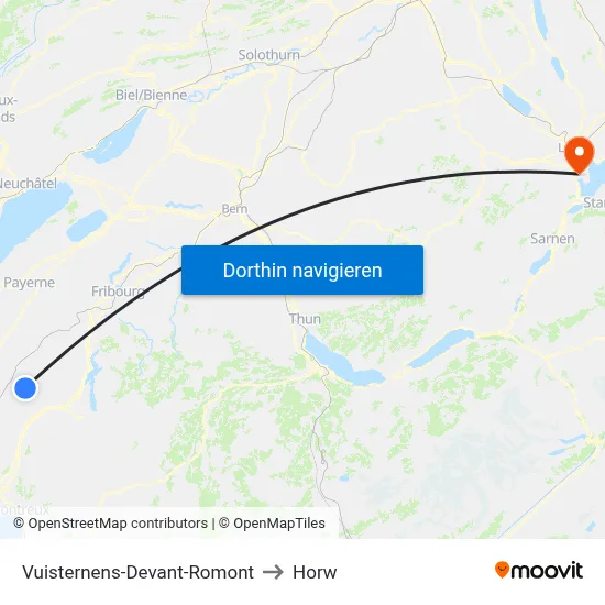 Vuisternens-Devant-Romont to Horw map