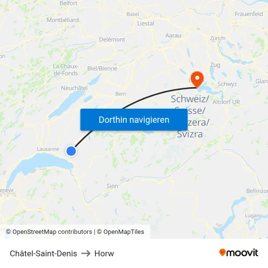 Châtel-Saint-Denis to Horw map