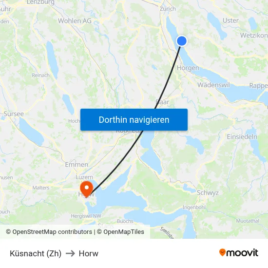 Küsnacht (Zh) to Horw map