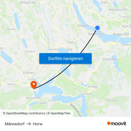 Männedorf to Horw map