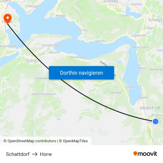 Schattdorf to Horw map