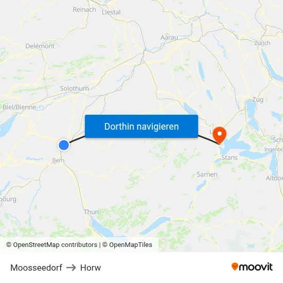 Moosseedorf to Horw map