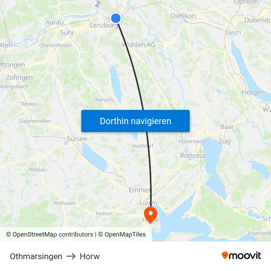 Othmarsingen to Horw map
