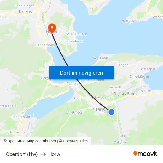Oberdorf (Nw) to Horw map