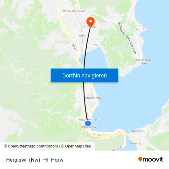 Hergiswil (Nw) to Horw map