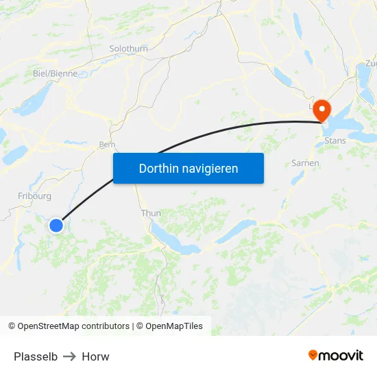 Plasselb to Horw map