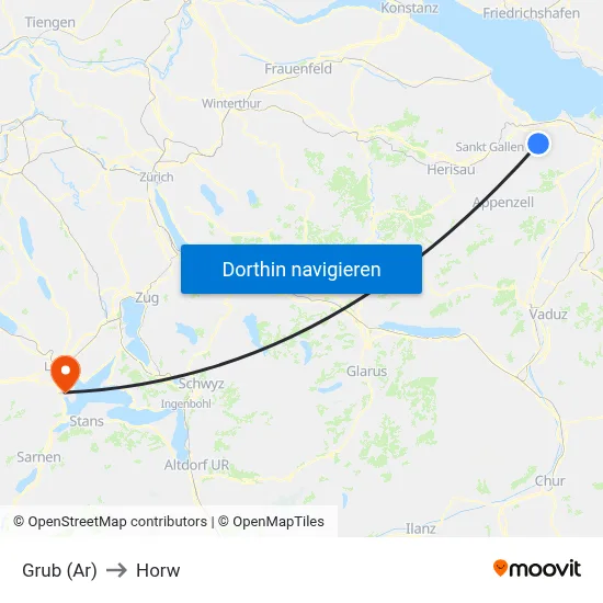 Grub (Ar) to Horw map