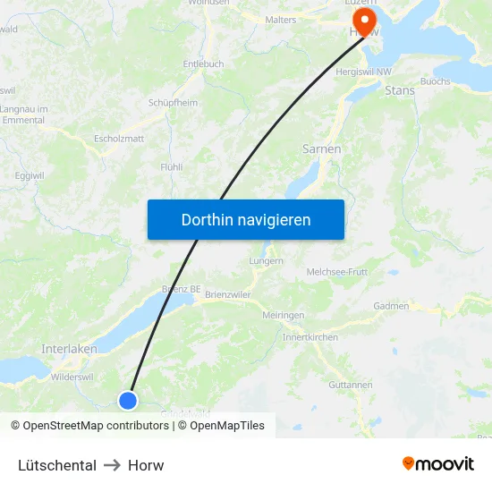 Lütschental to Horw map