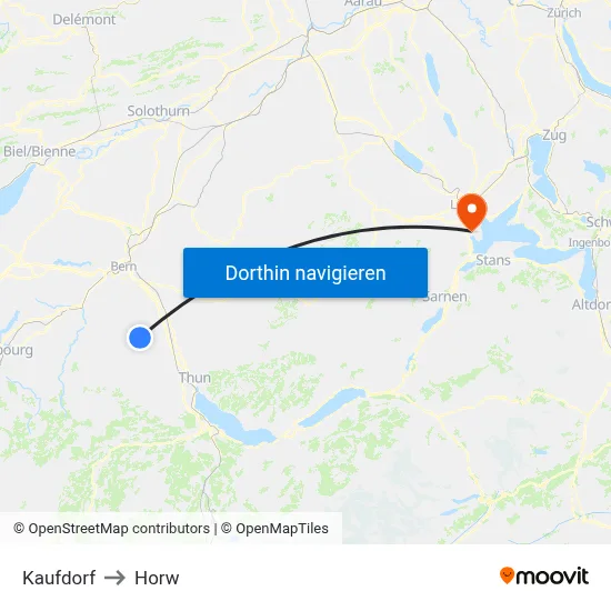 Kaufdorf to Horw map
