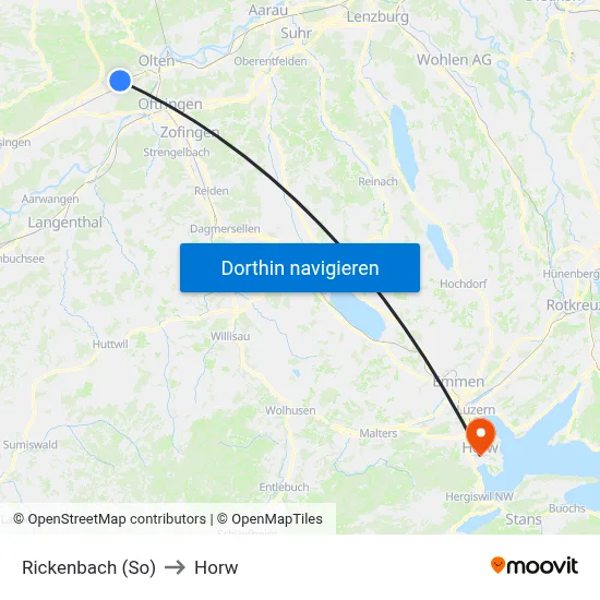 Rickenbach (So) to Horw map