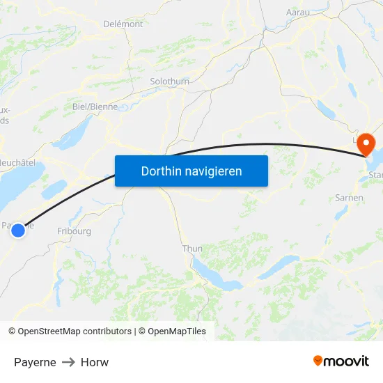 Payerne to Horw map