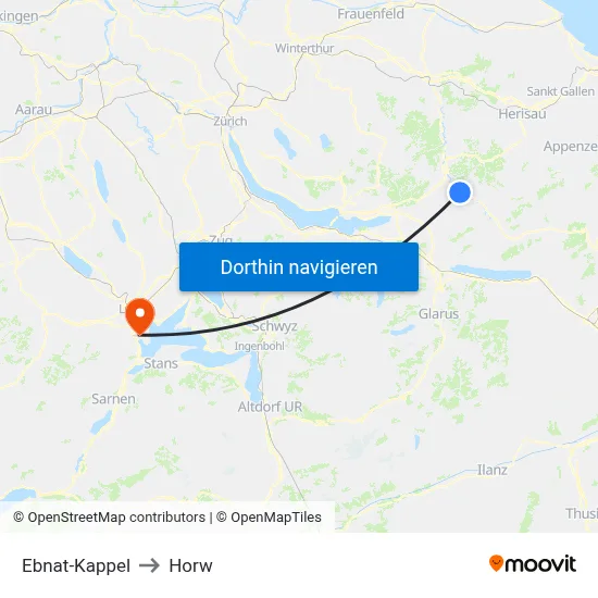 Ebnat-Kappel to Horw map