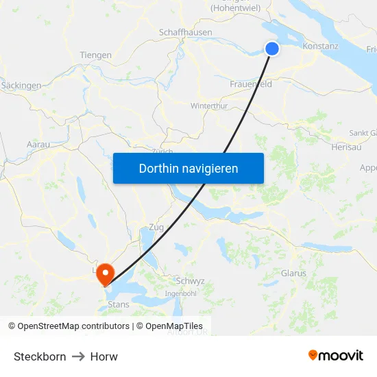Steckborn to Horw map
