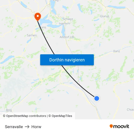 Serravalle to Horw map