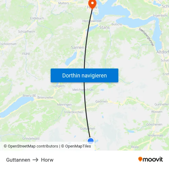 Guttannen to Horw map