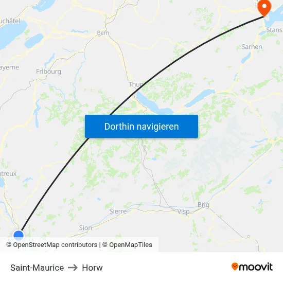 Saint-Maurice to Horw map