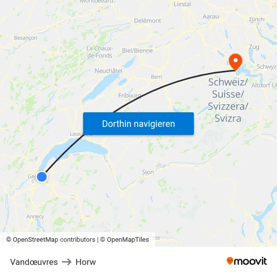 Vandœuvres to Horw map