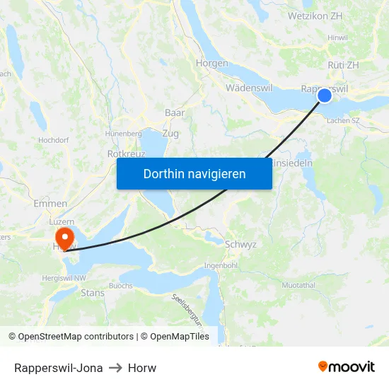 Rapperswil-Jona to Horw map