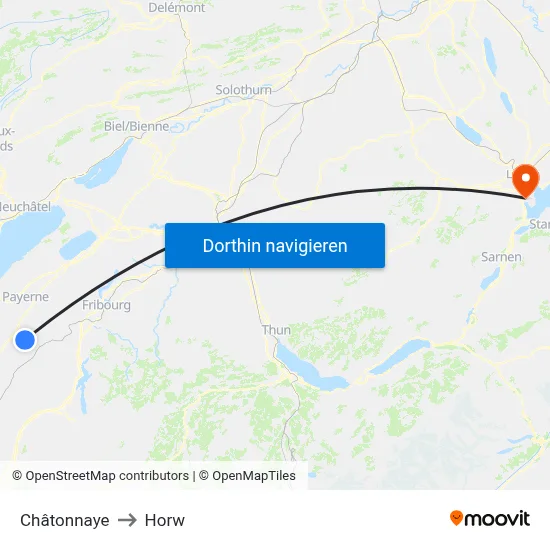 Châtonnaye to Horw map