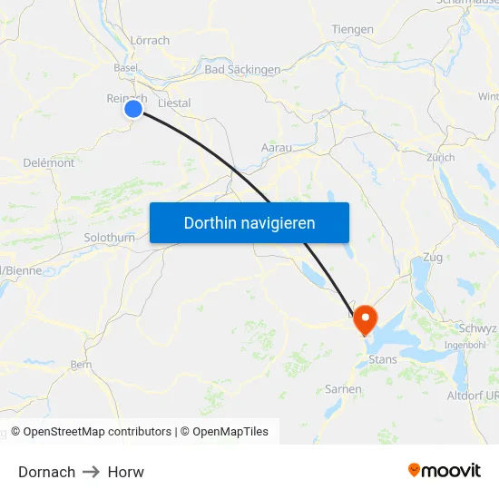 Dornach to Horw map