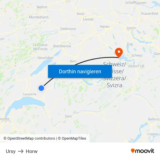 Ursy to Horw map