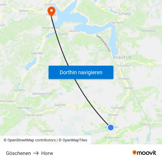 Göschenen to Horw map