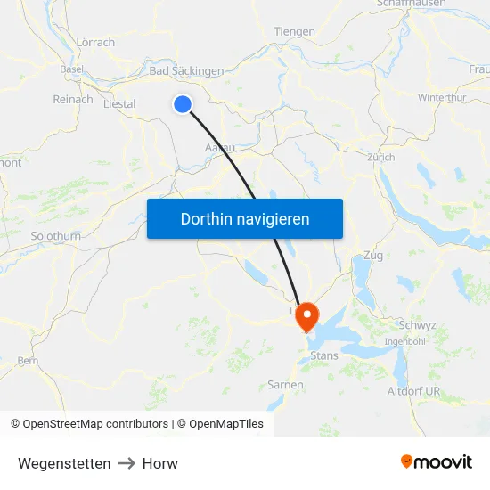 Wegenstetten to Horw map