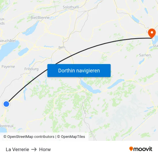 La Verrerie to Horw map