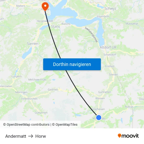 Andermatt to Horw map