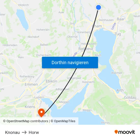 Knonau to Horw map