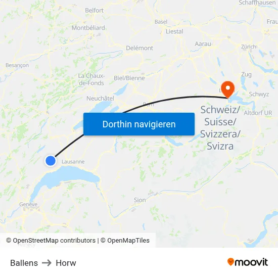 Ballens to Horw map