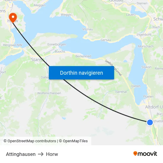 Attinghausen to Horw map
