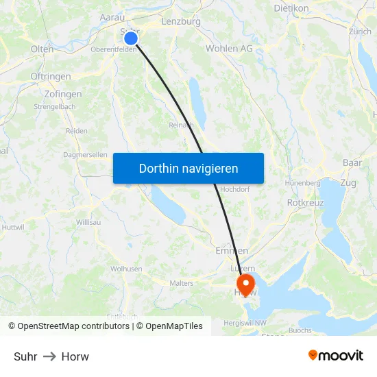 Suhr to Horw map