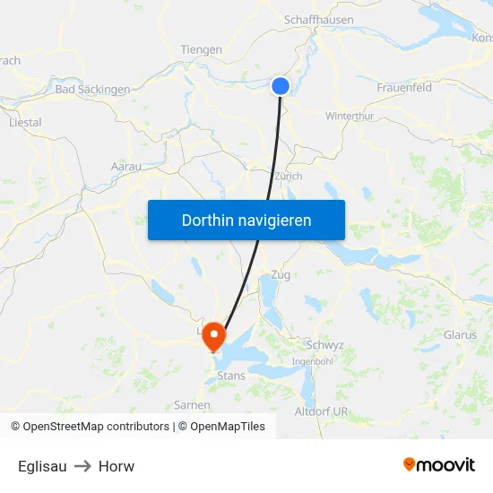 Eglisau to Horw map