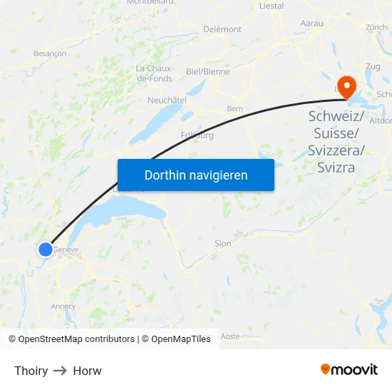 Thoiry to Horw map