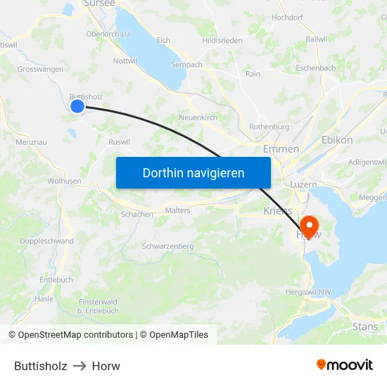 Buttisholz to Horw map
