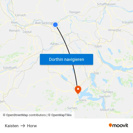 Kaisten to Horw map