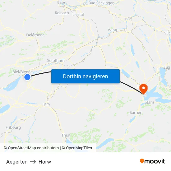 Aegerten to Horw map