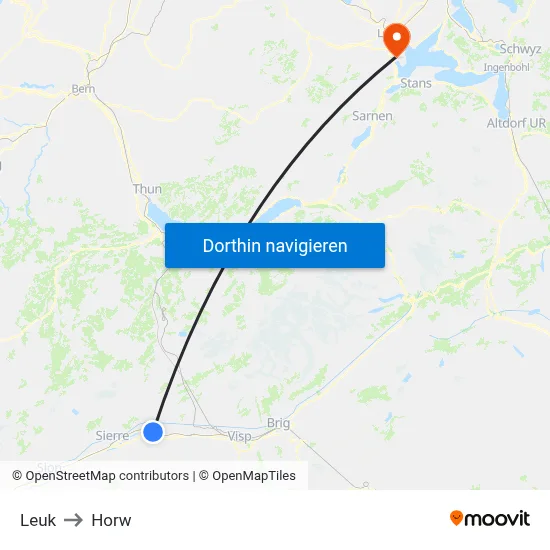 Leuk to Horw map
