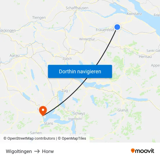 Wigoltingen to Horw map
