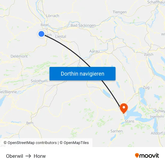 Oberwil to Horw map